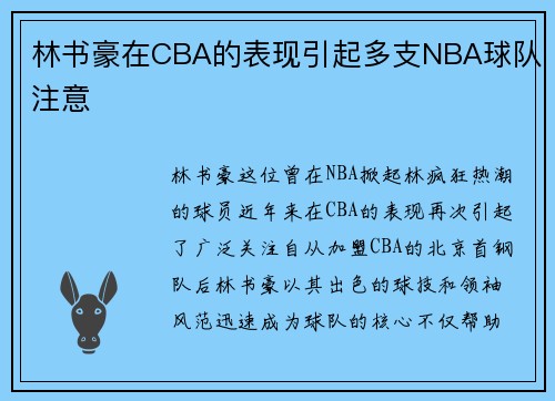 林书豪在CBA的表现引起多支NBA球队注意